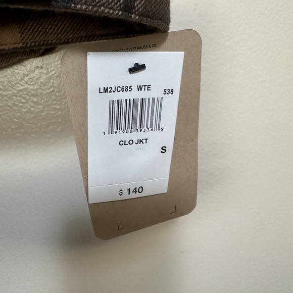 Levi's Quilted Lined Snap Flannel Shacket Adult Small Brown Beige Plaid Jacket - Picture 15 of 15